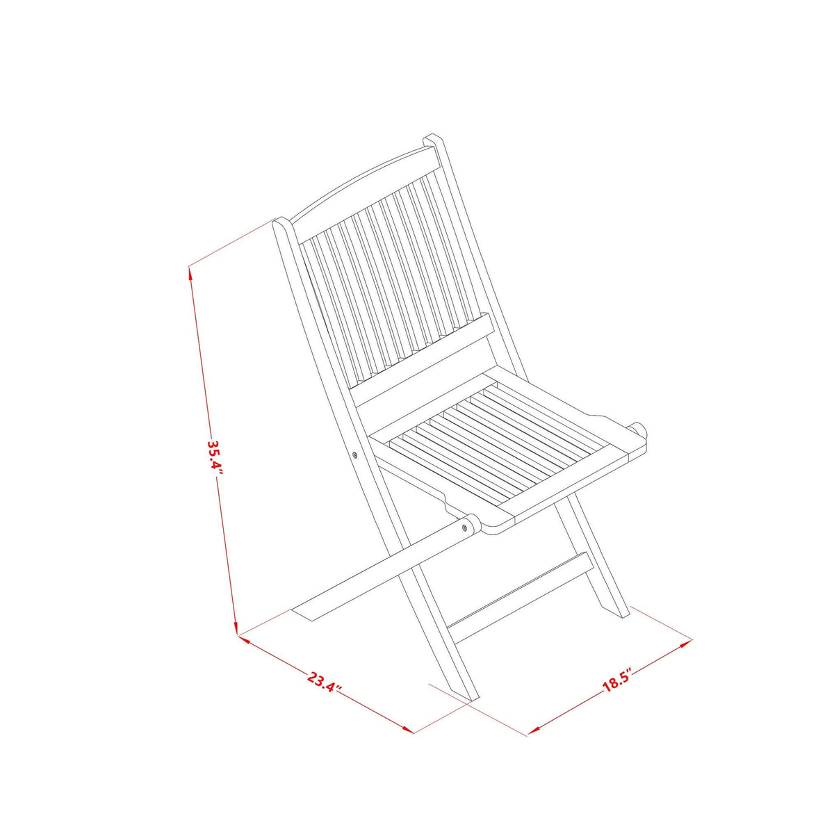 Solid Acacia Wooden Patio Folding Side Chair Set of Two V5125