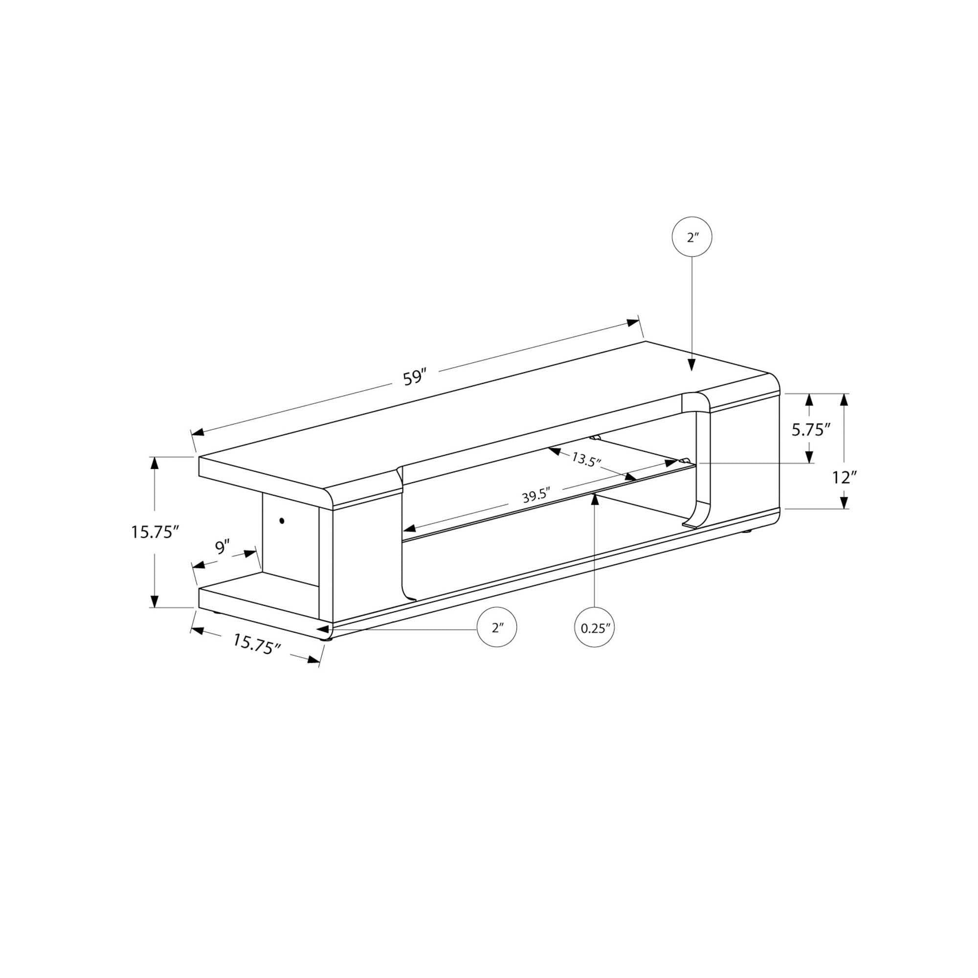 Black High Glossy TV Console with Tempered Glass Q437