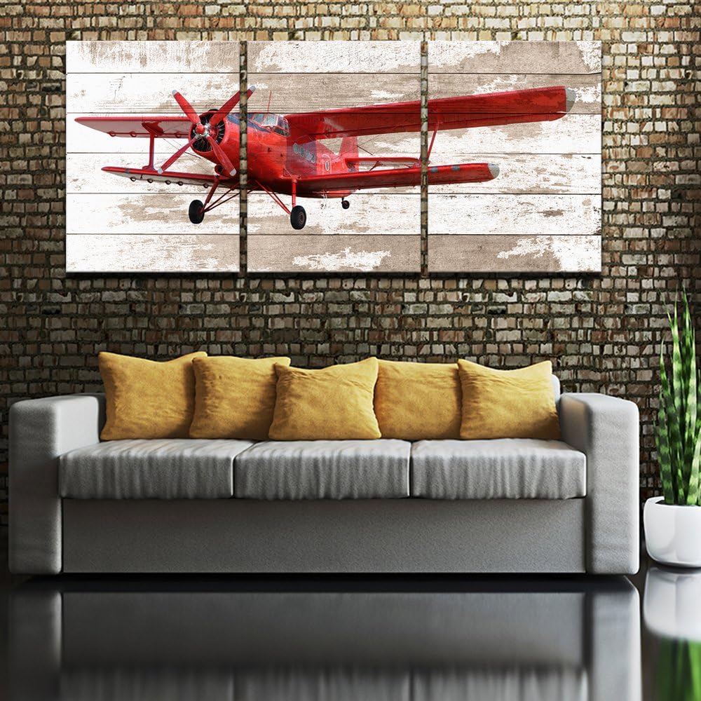 3 Piece Retro Airplane Canvas Prints Wall Art Stretched and Framed 16x20 I74588