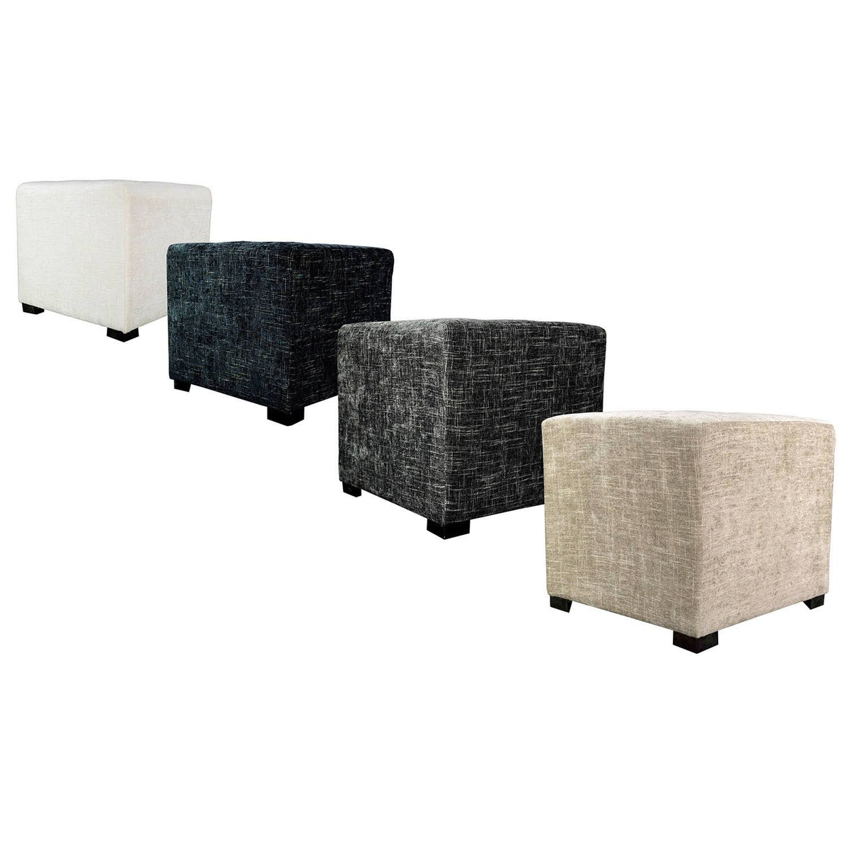 Black 4-Button Tufted Square Ottoman X77466