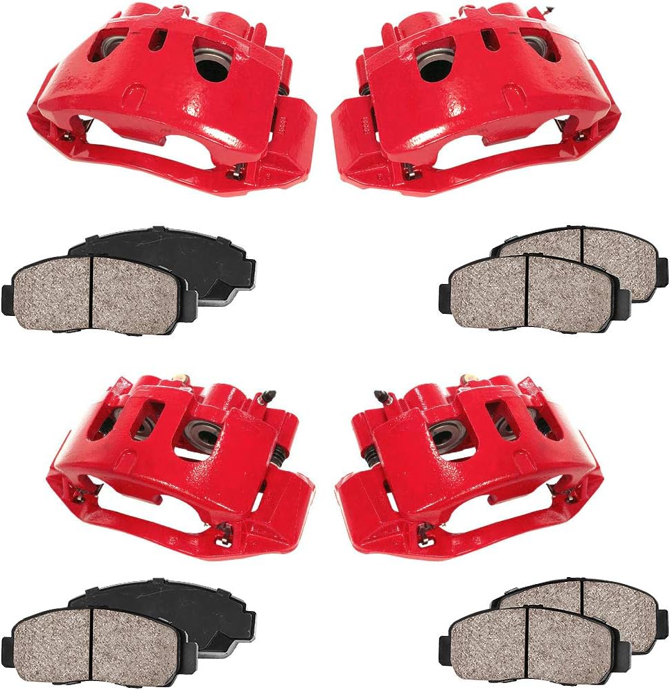 Red Loaded Calipers with Ceramic Brake Pads and Hardware Kit W81098