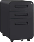 3 Drawer Mobile Metal File Cabinet with Lock (Black) Z596