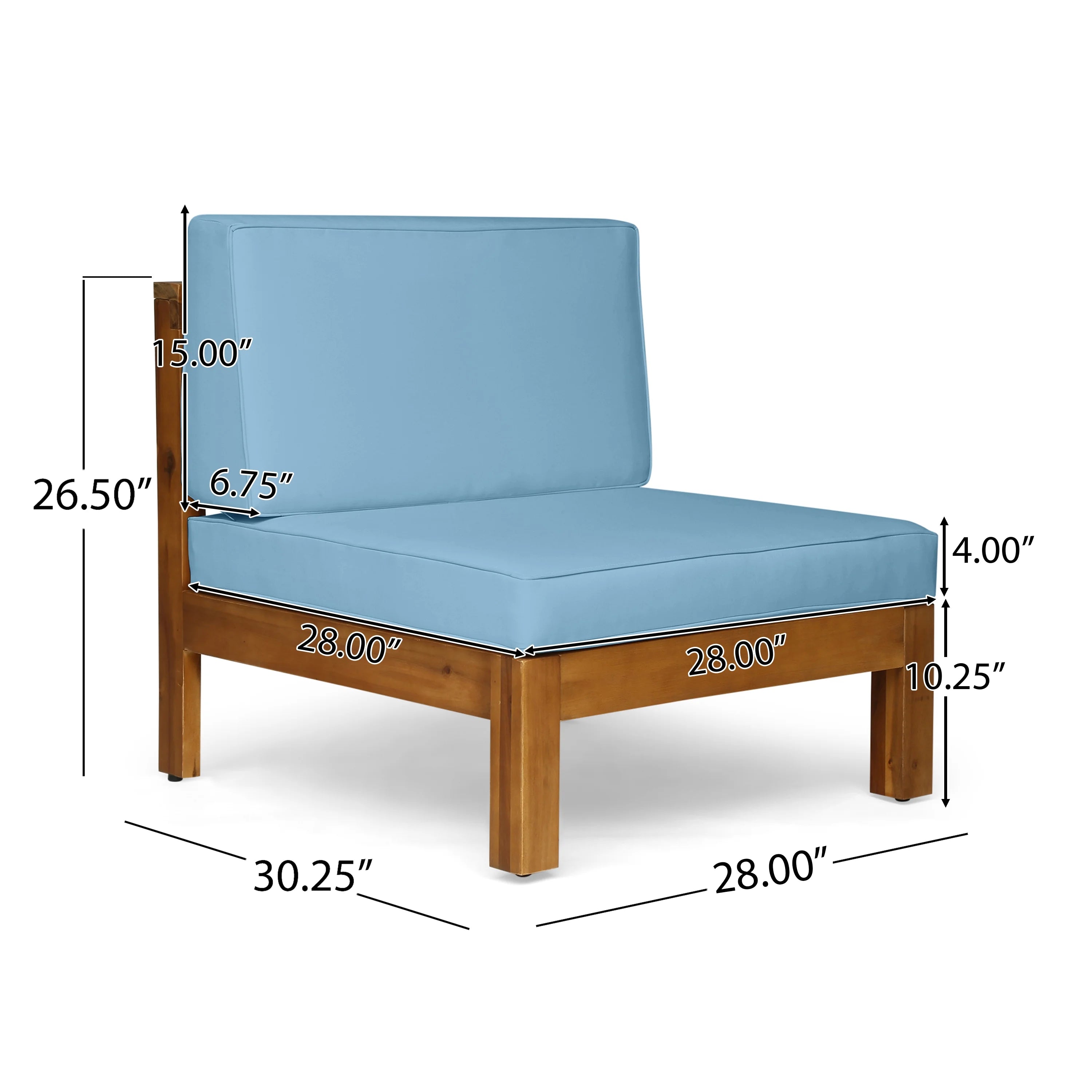 Teak and Blue Acacia Wood 5 Seater Sofa Chat Set X61835