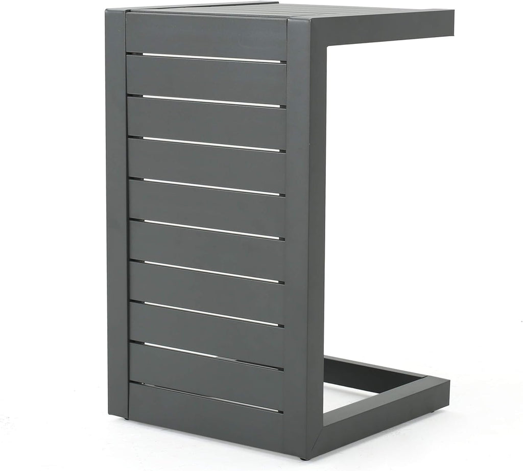 Silver Aluminum C-Shaped End Table F67476