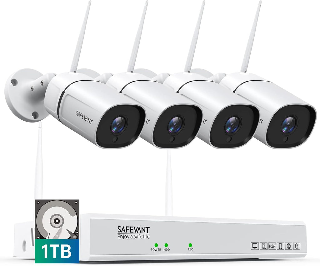 3MP Wireless Security Camera System 8 Channel NVR 4pcs 1296P Night Vision 1TB Hard Drive H847