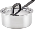 5-Ply Clad Polished Stainless Steel Saucepan with Lid, 3 Quart D509