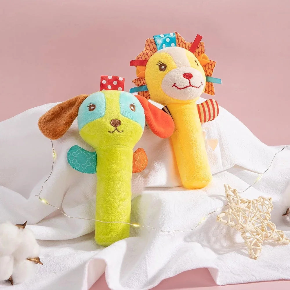 Baby Rattles 3 Pack Soft Rattle Sensory Toys Stuffed Animals Hand Grip Set Early Educational Toy with Sound R5976