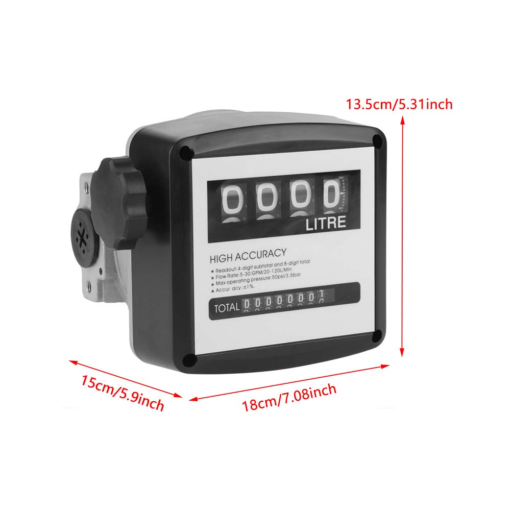 Digital Aluminum Flow Meter with 4-Digital Batch Display Pack of 2 W322