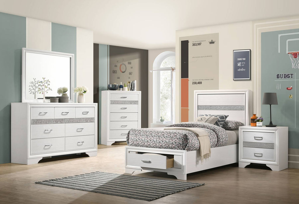 White Twin Storage Bed D157485