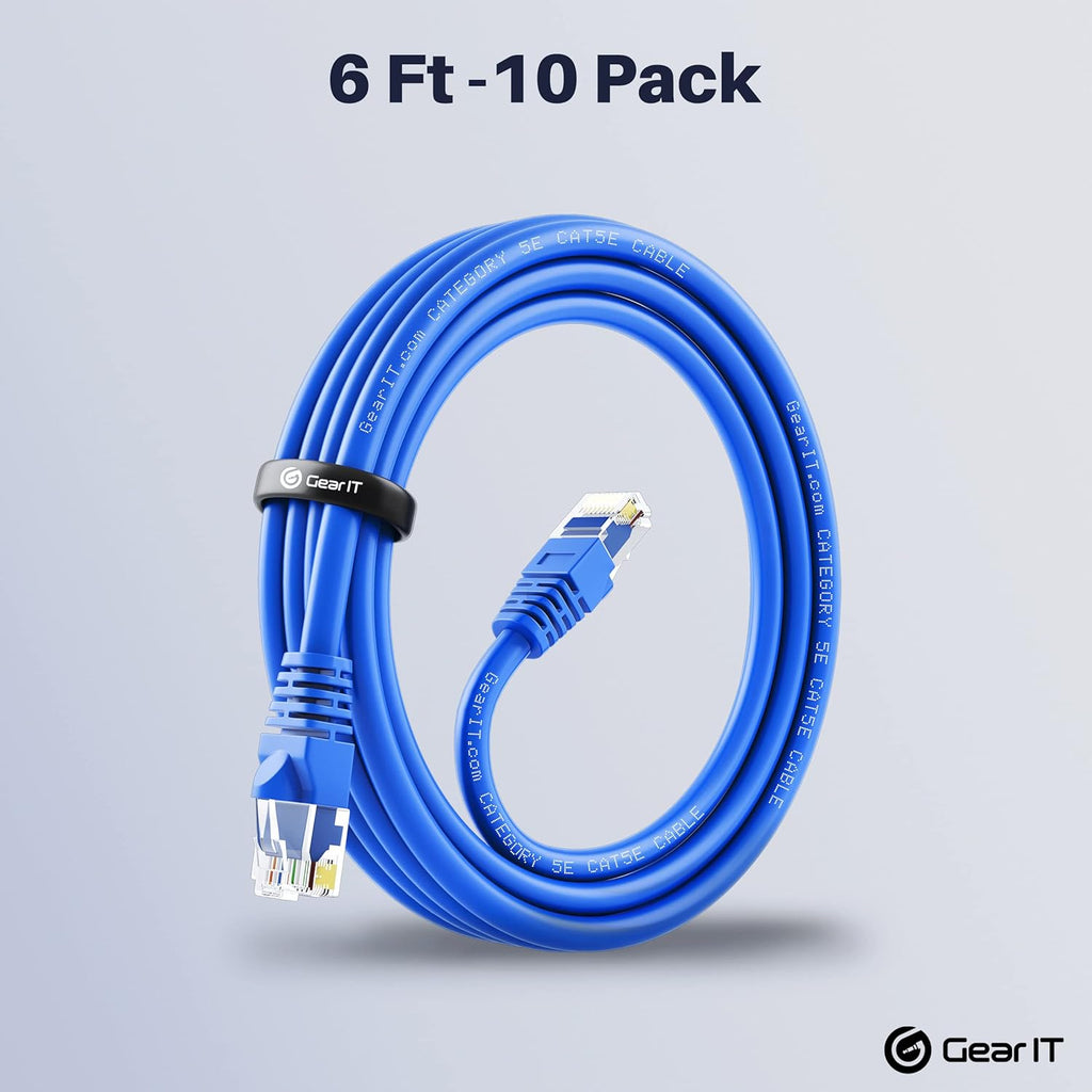 Blue 50-Pack Cat5e Ethernet Patch Cable 3 Feet RJ45 LAN Network Cord T970991