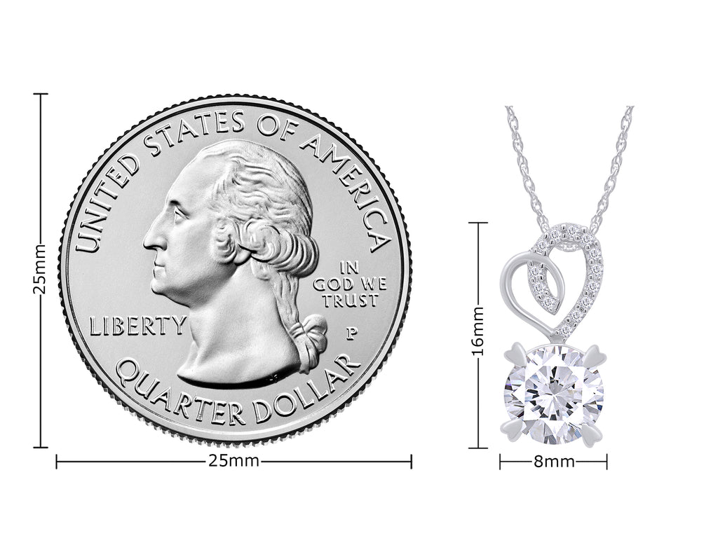 14K Solid White Gold 1 Carat Round Moissanite Necklace Y65422