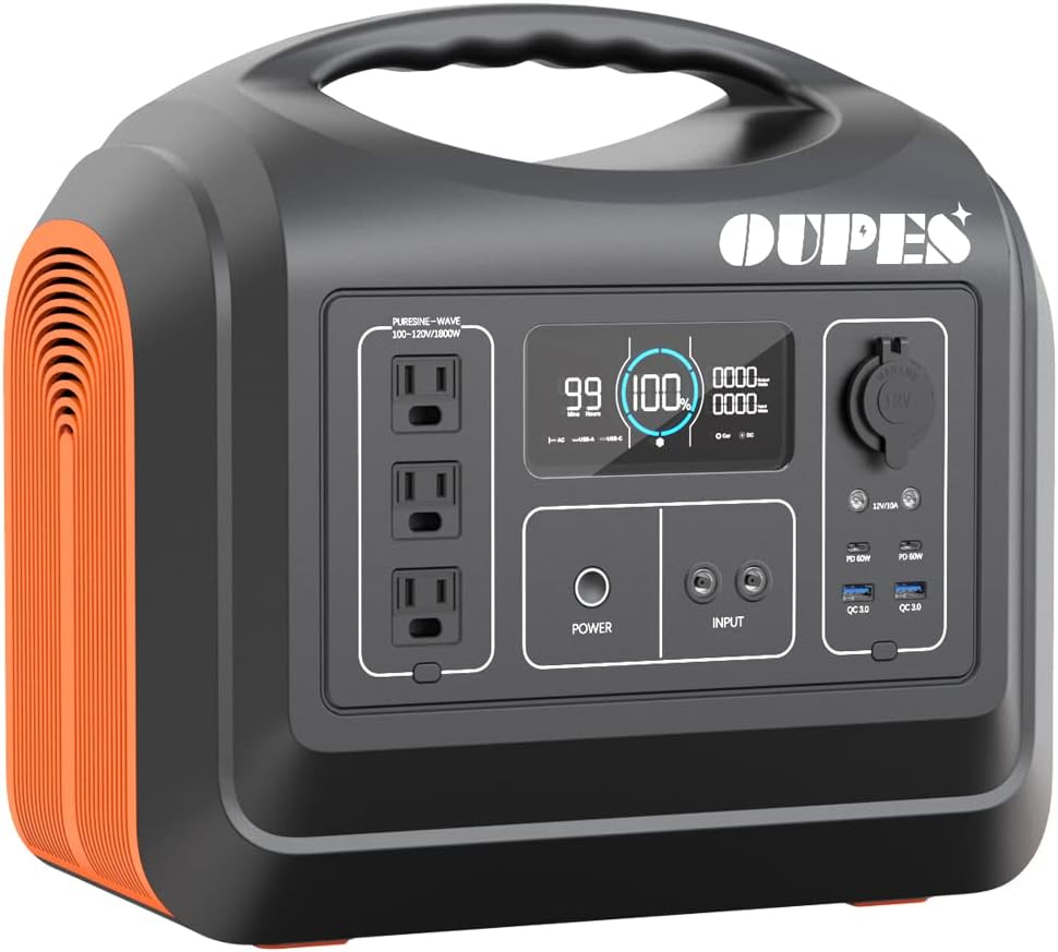 1200W Solar Generator with 2 X100W Solar Panels, 992Wh Portable Power Station LiFePO4 Battery w/ 3 X 110V AC Outlets C79360