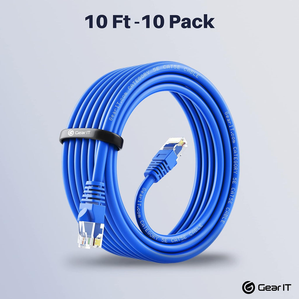 Blue 50-Pack Cat5e Ethernet Patch Cable 3 Feet RJ45 LAN Network Cord T970991