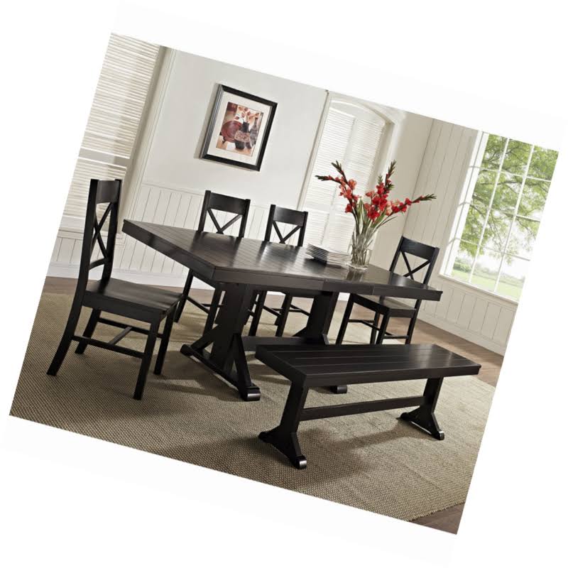 Antique Black Wood Bench I6066