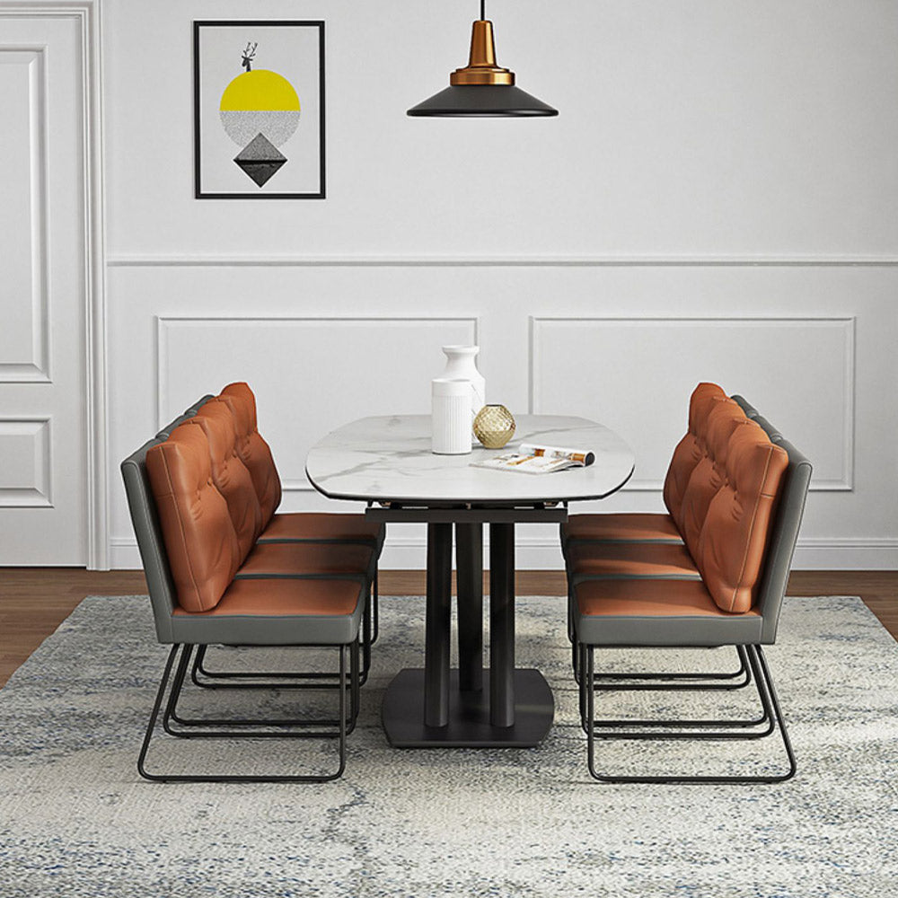 Set of 2 PU Leather High Back Kitchen Dining Chairs (orange) C126541