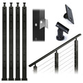 Black 30 Degree Stair Pre-Drilled Angle Holes 36x2x2 Stainless Steel Square Weldless Cable Railing Post W227866