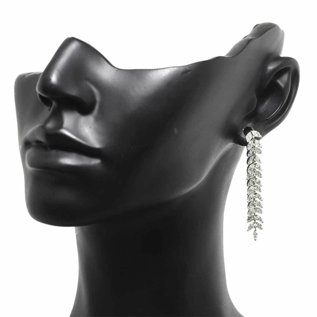 Victoria Vine Drop Diamond Earrings Platinum Pierced B7898