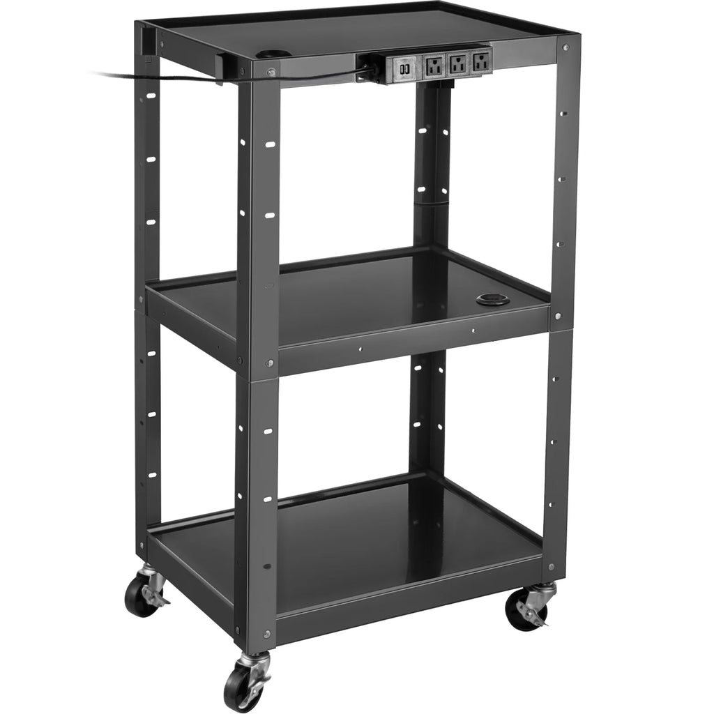 Steel AV Cart Media Cart with Cord Management Height Adjustable Z76878