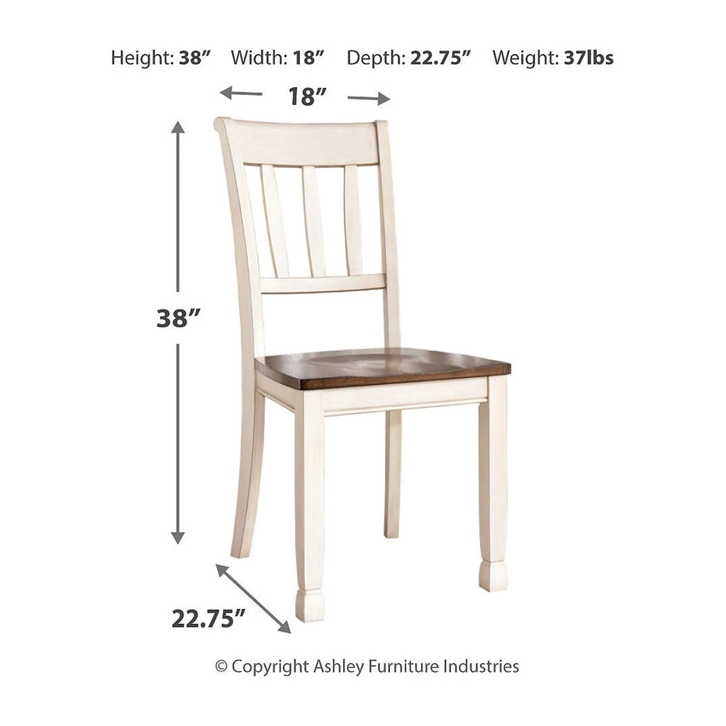 Brown & White Cottage Dining Chair, Set of 2 V7748