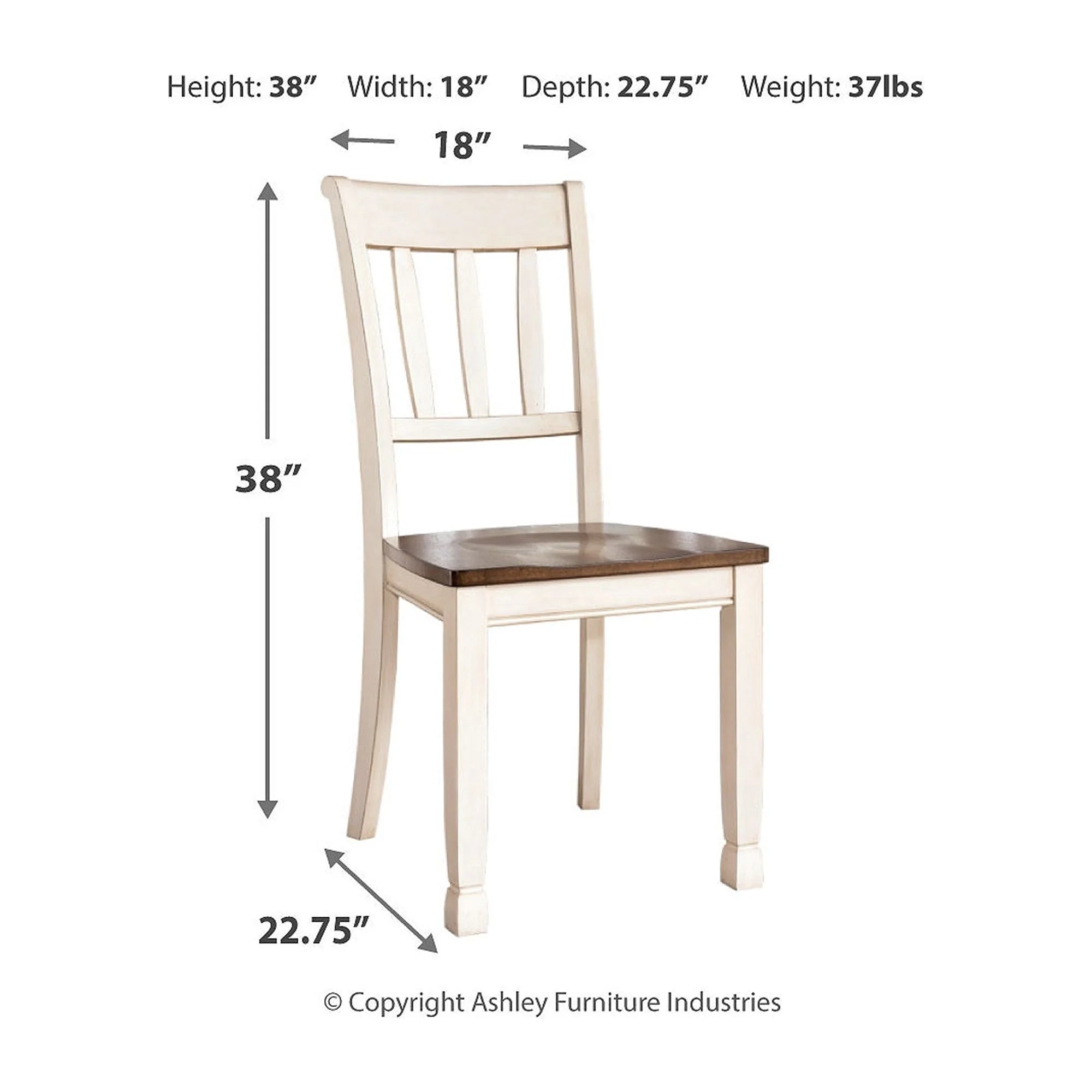 Brown & White Cottage Dining Chair, Set of 2 V7748
