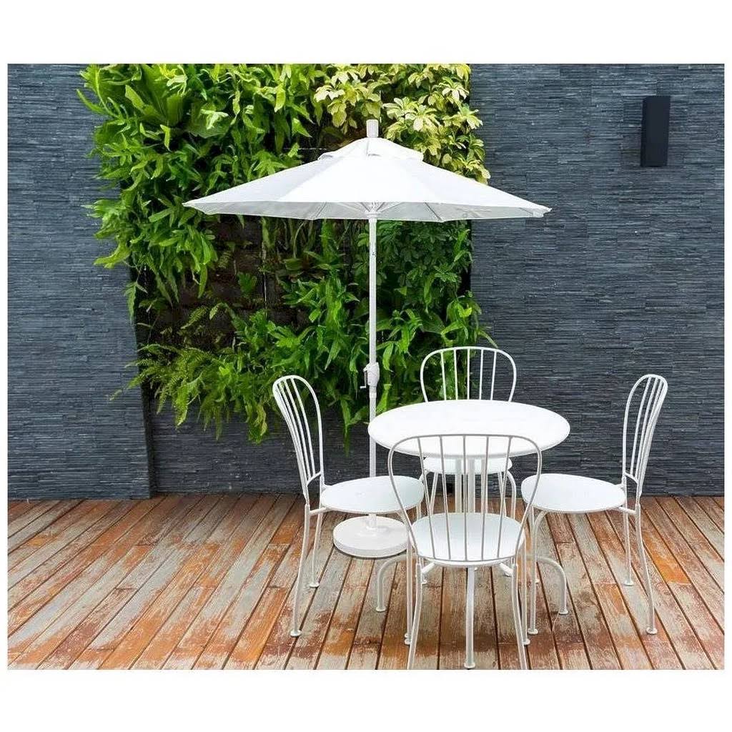 9 ft. Stone Black Aluminum Market Patio Umbrella in Hot Pink Sunbrella A9278