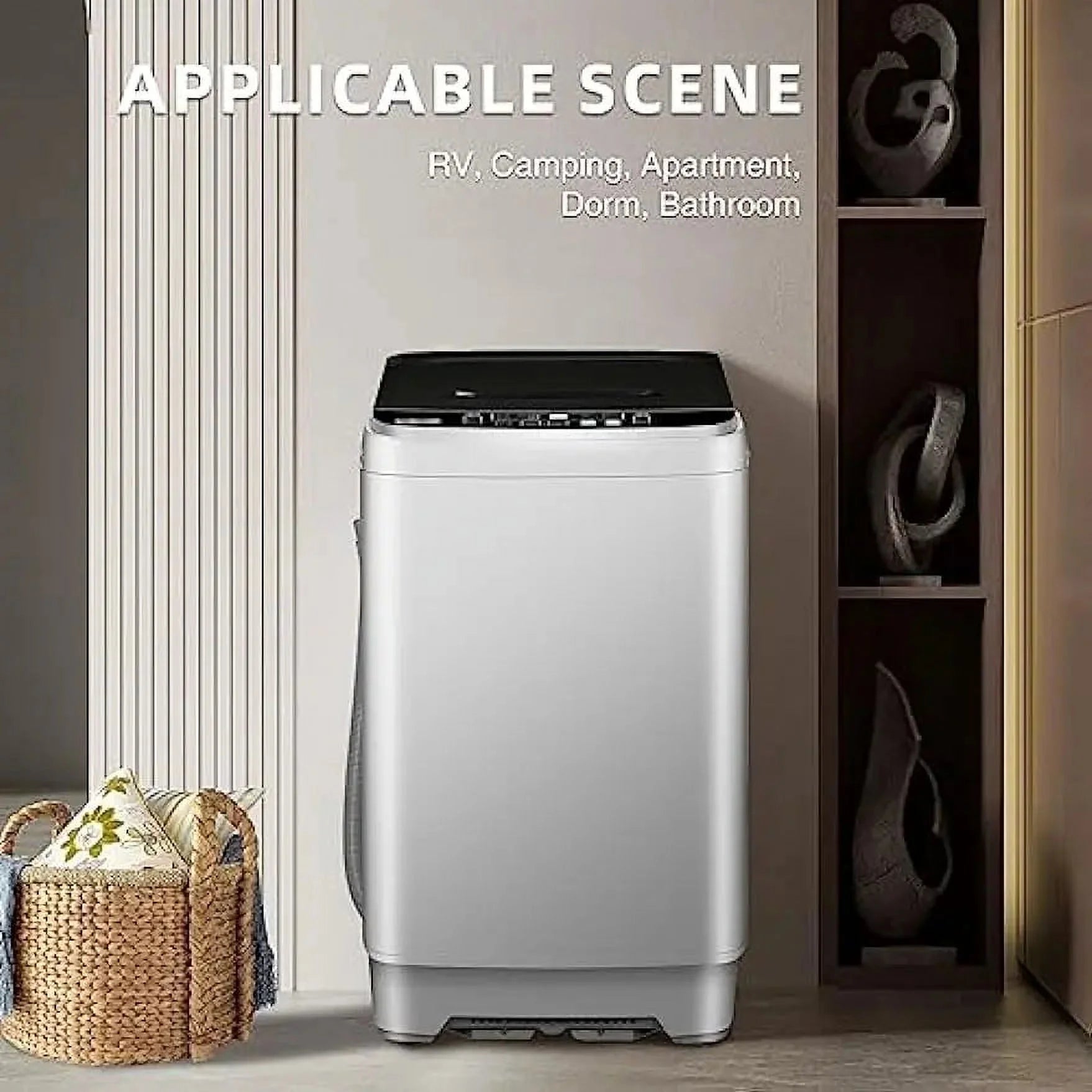 15.6 lbs Top Load Portable Washer with Drain Pump, LED Display W6315