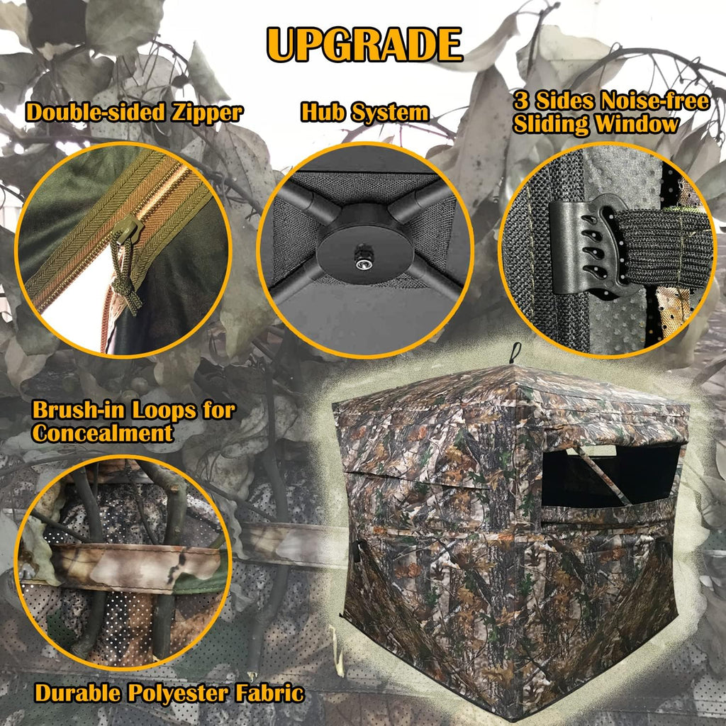 Portable 3 Person 270° See Through Ground Camouflage Hunting Blind Tent H717538
