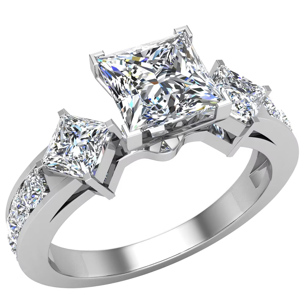 14K White Gold Diamond Engagement Ring 1.40 Carat Total Weight I194