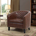 Brown Faux Leather Barrel Chair U326154