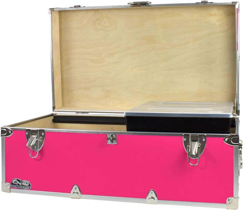 Gray Footlocker Storage Chest with Organizer Tray F2850