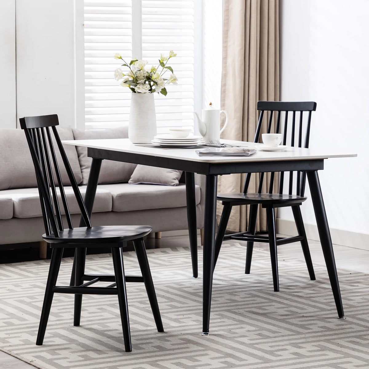 Black Wood Dining Chairs Set of 2 D89849