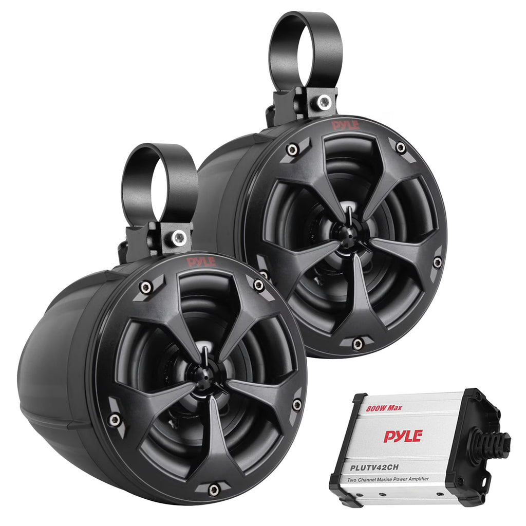 4 Inch 800W 2-Channel Marine Grade Waterproof Off-Road Speakers with Amplifier B48860