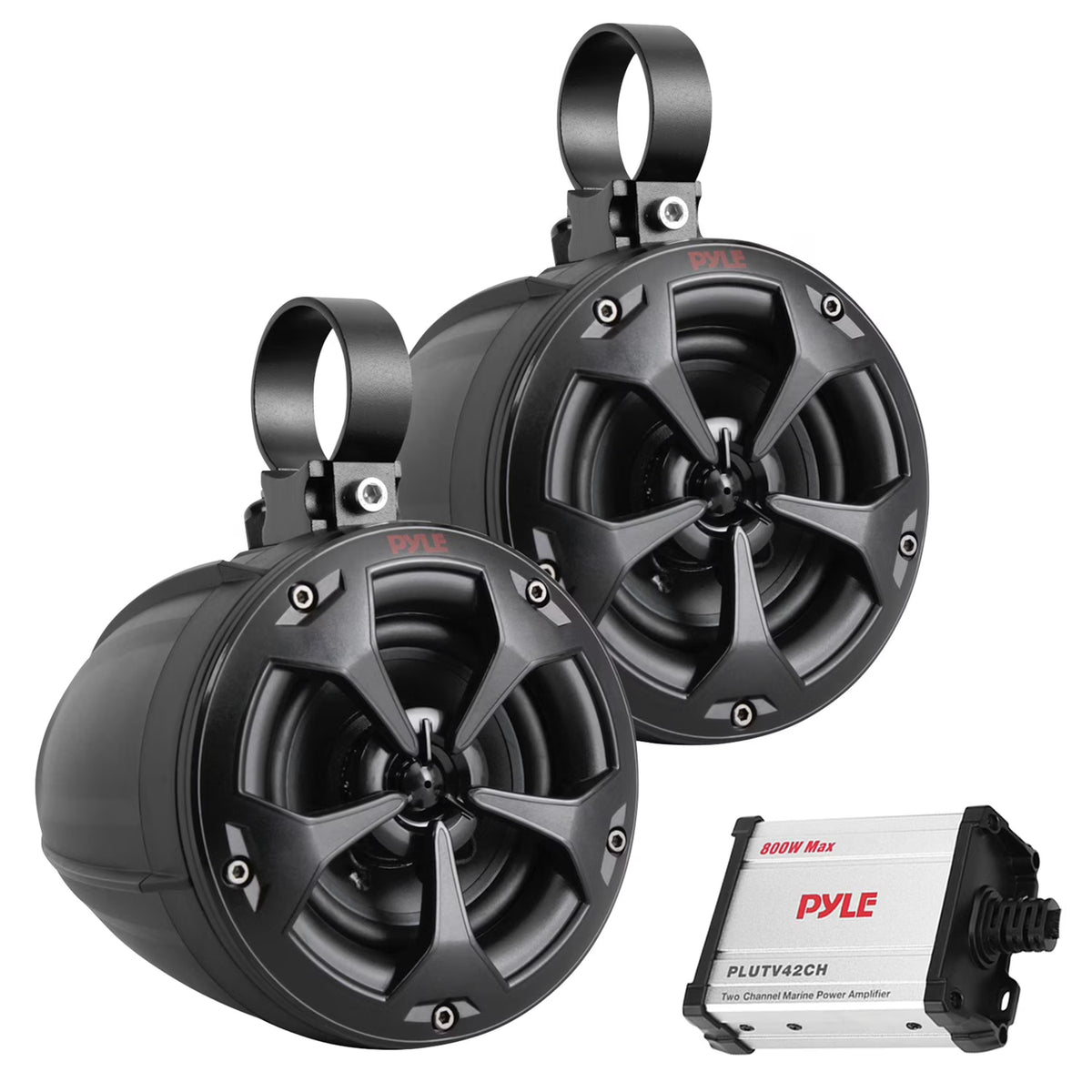 4 Inch 800W 2-Channel Marine Grade Waterproof Off-Road Speakers with Amplifier B48860
