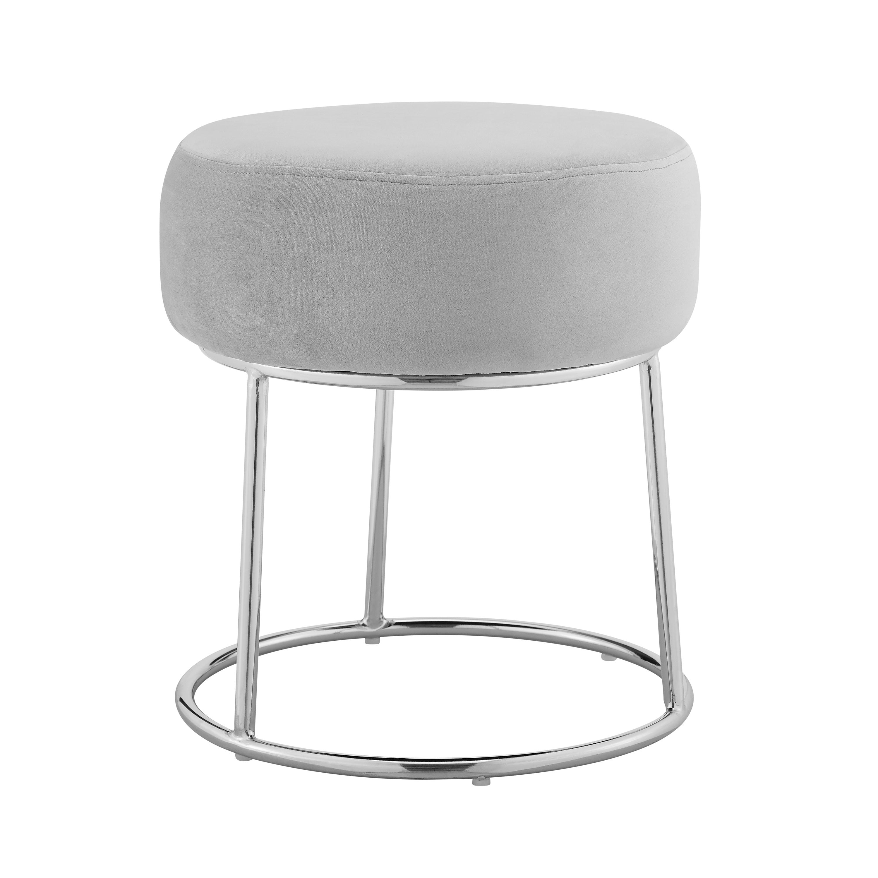 Gray Velvet Vanity Stool J5463