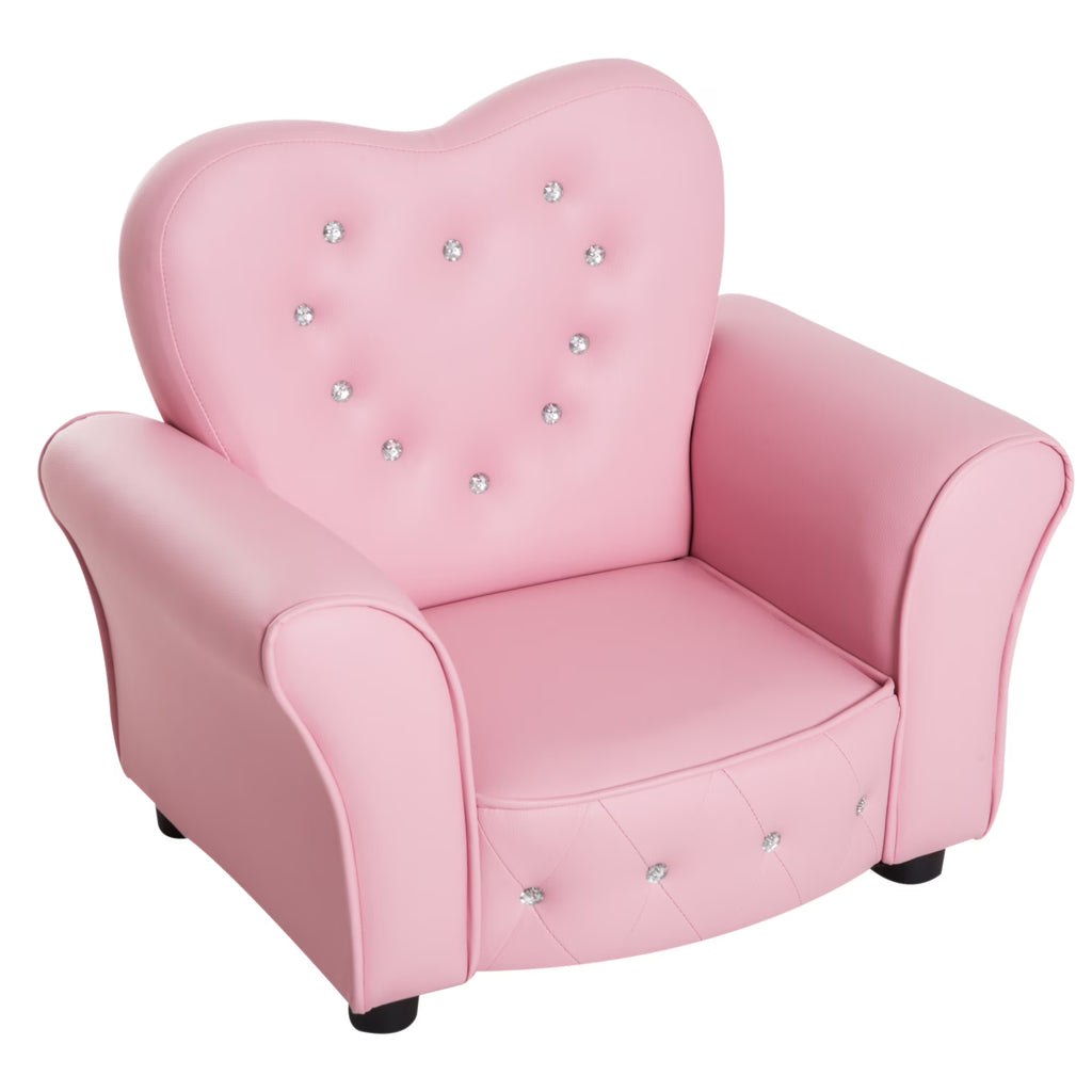 Pink Tufted Upholstered Kids Sofa Chair W49243