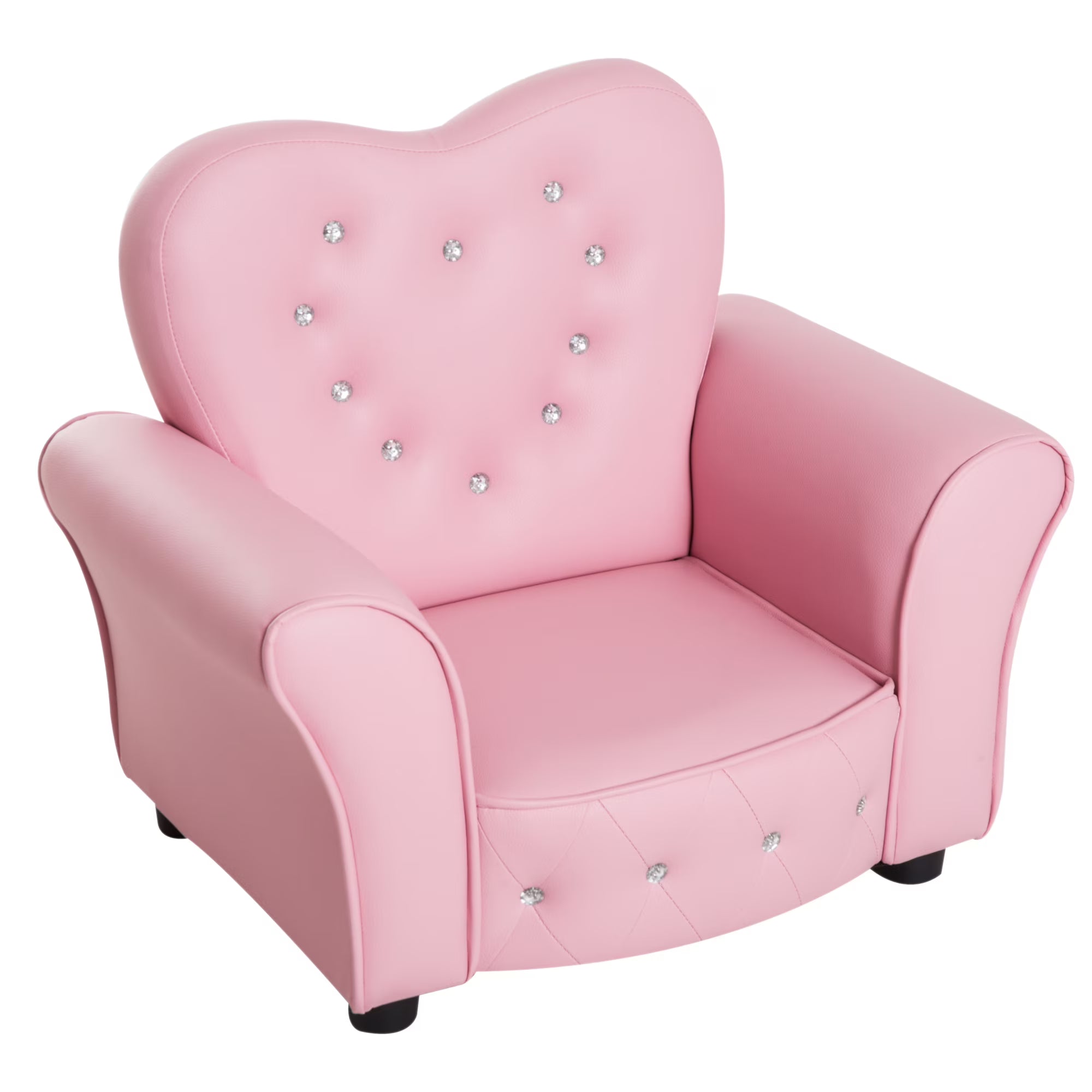 Pink Tufted Upholstered Kids Sofa Chair W49243