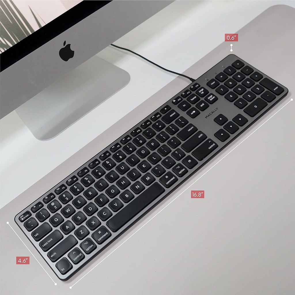 Space Gray Backlit Wired Mac Keyboard with 107 Keys X671