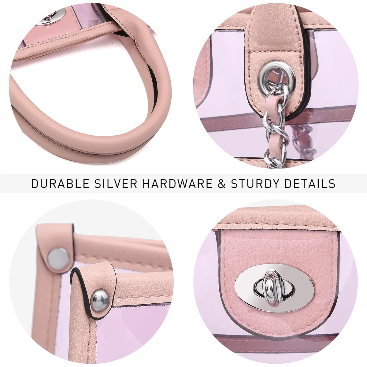 Large Clear PVC Tote Handbag 2 Pcs Bag Set Y196