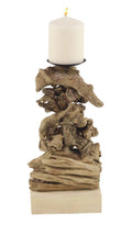 Rustic Wooden Candle Holder V14254