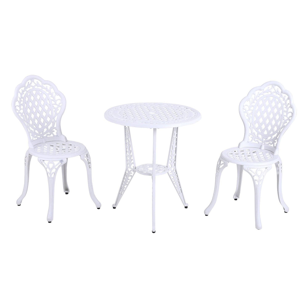 White 3-Piece Cast Aluminum Patio Bistro Set C5499