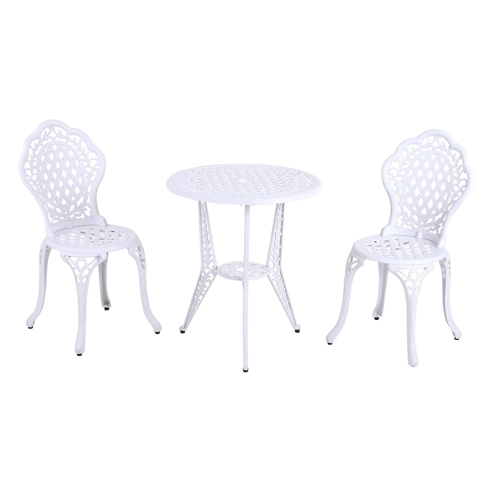 White 3-Piece Cast Aluminum Patio Bistro Set C5499