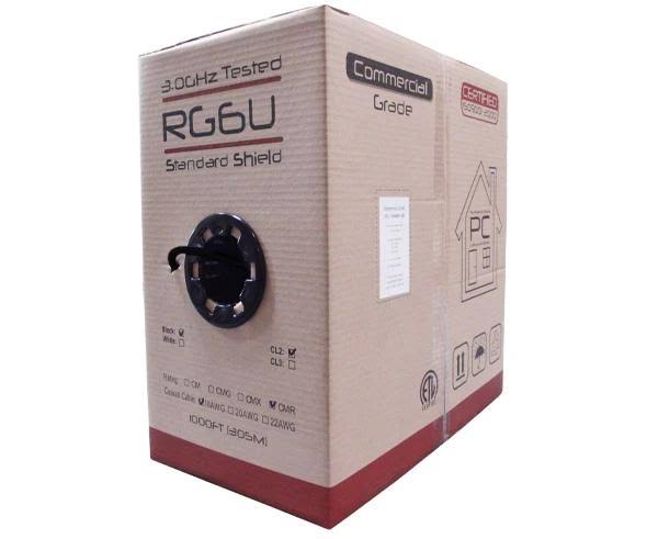 18 AWG 100% Al Foil 60% Al Braid CMR Black Coaxial Cable O81652