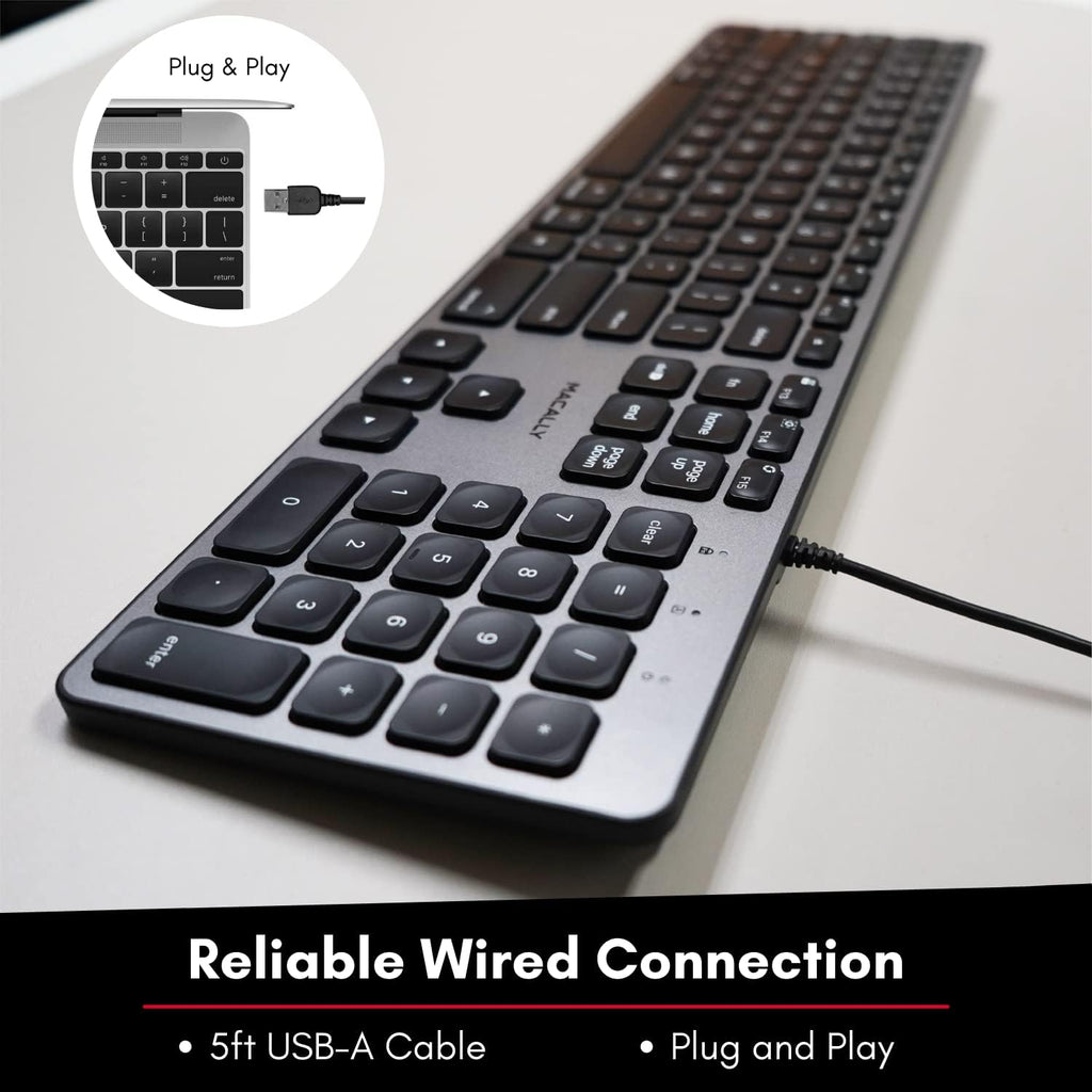 Space Gray Backlit Wired Mac Keyboard with 107 Keys X671