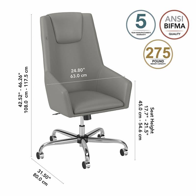 Light Gray High Back Leather Box Chair C264113