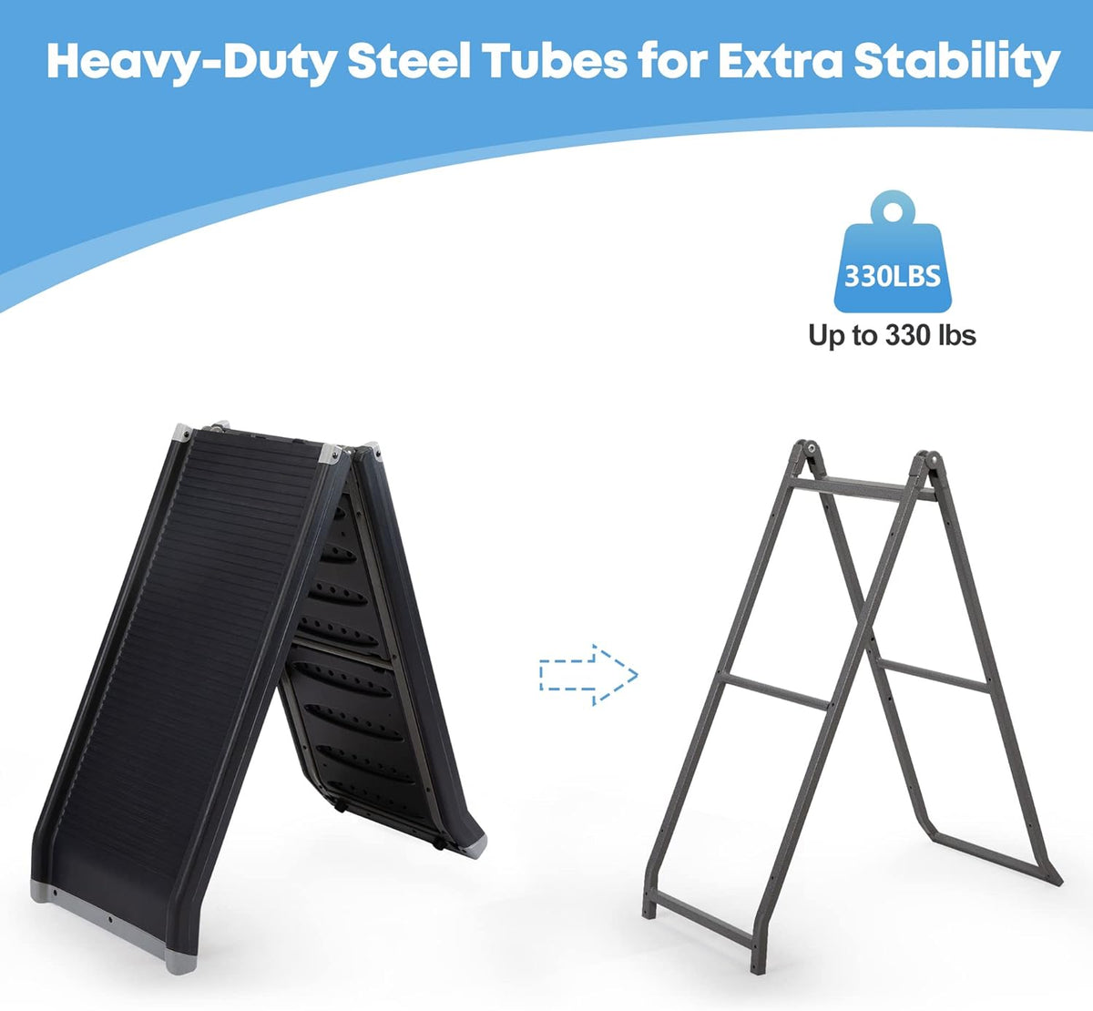 Folding Pet Ramp with Side Rails, 63 L x 14.75 W, Black K346
