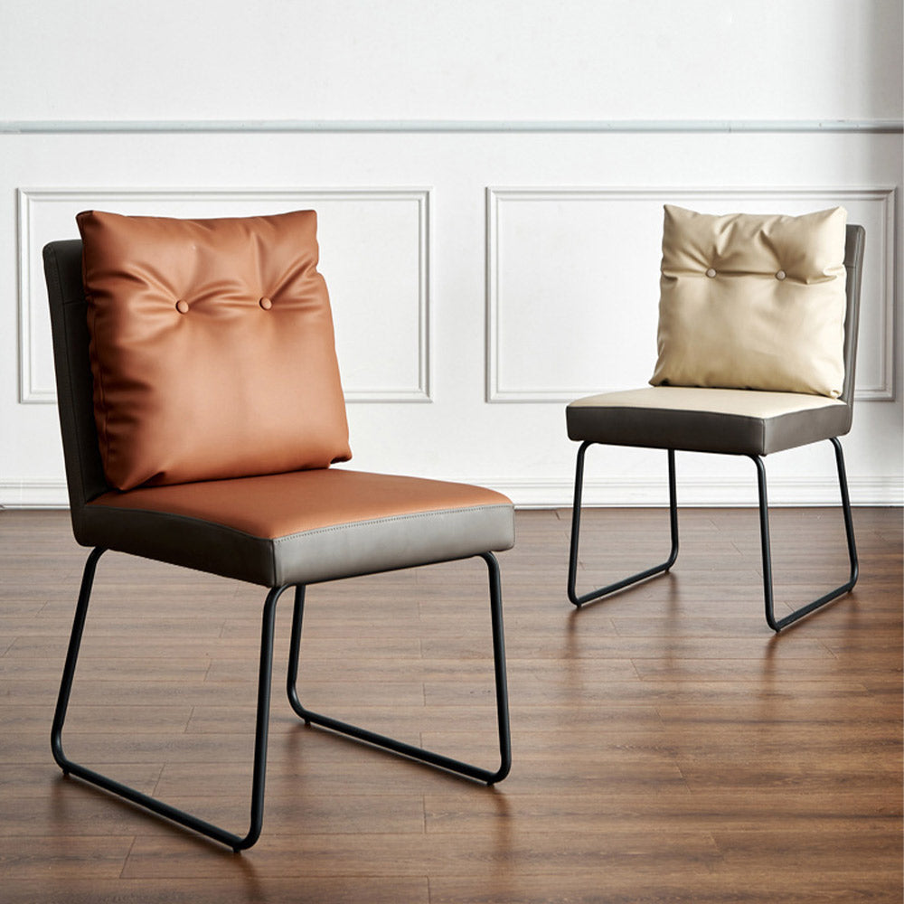 Set of 2 PU Leather High Back Kitchen Dining Chairs (orange) C126541