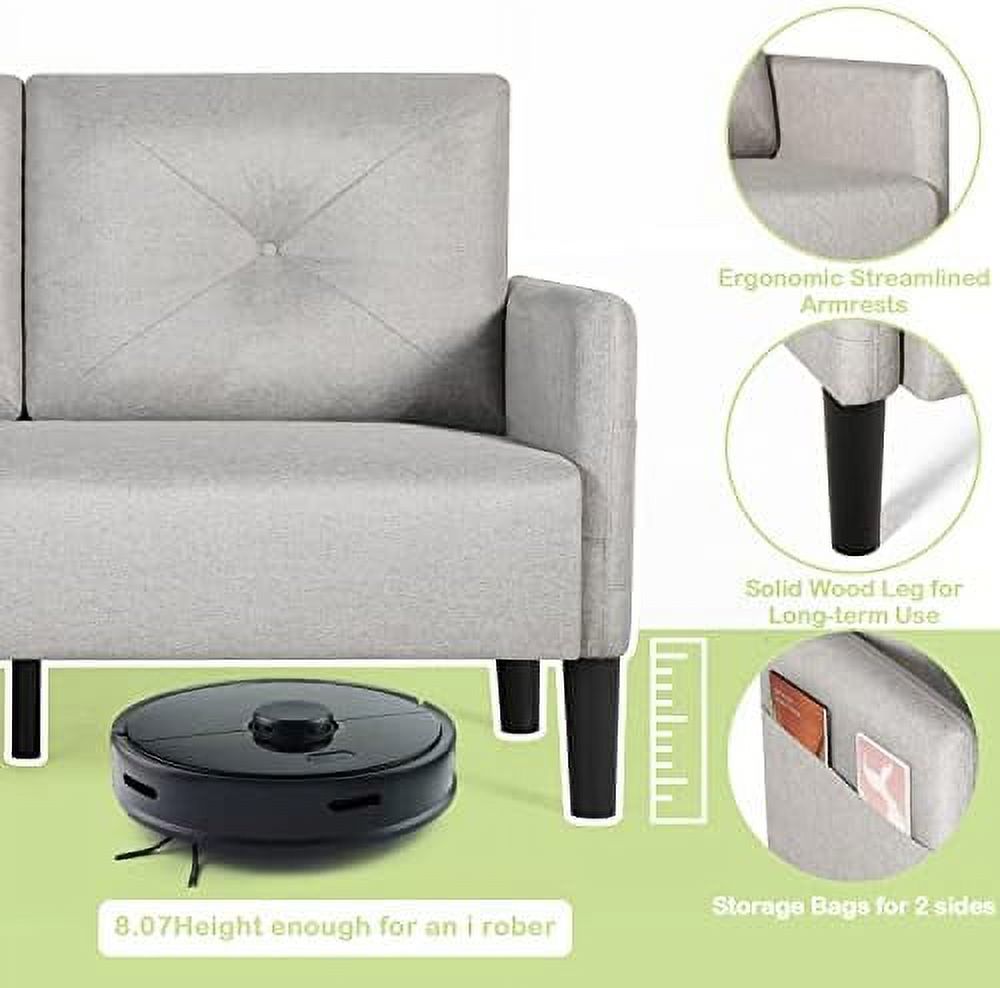 Compact 2-Seat Fabric Loveseat Sofa with USB Charging Ports T504590