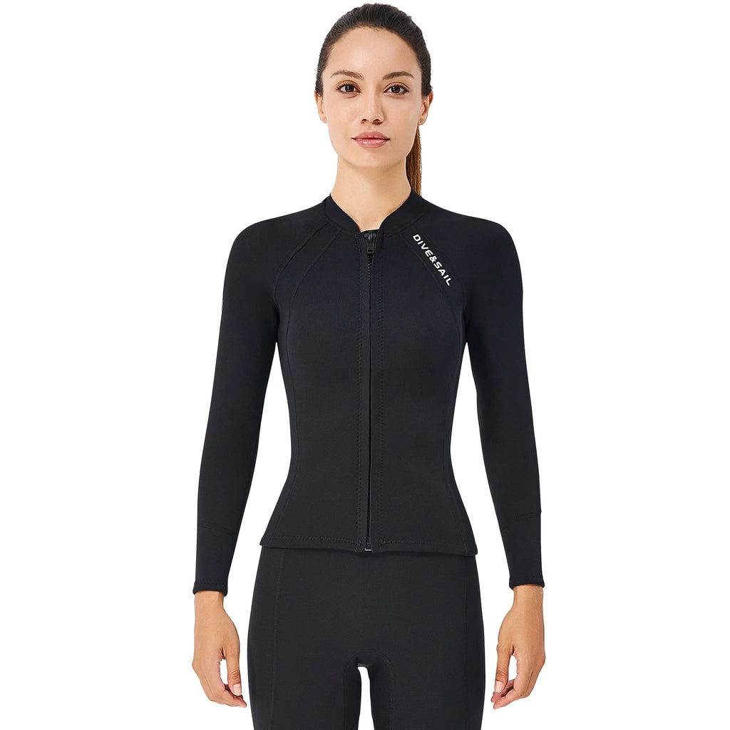 2mm Neoprene Front Zipper Wetsuits Jacket Long Sleeves Z324