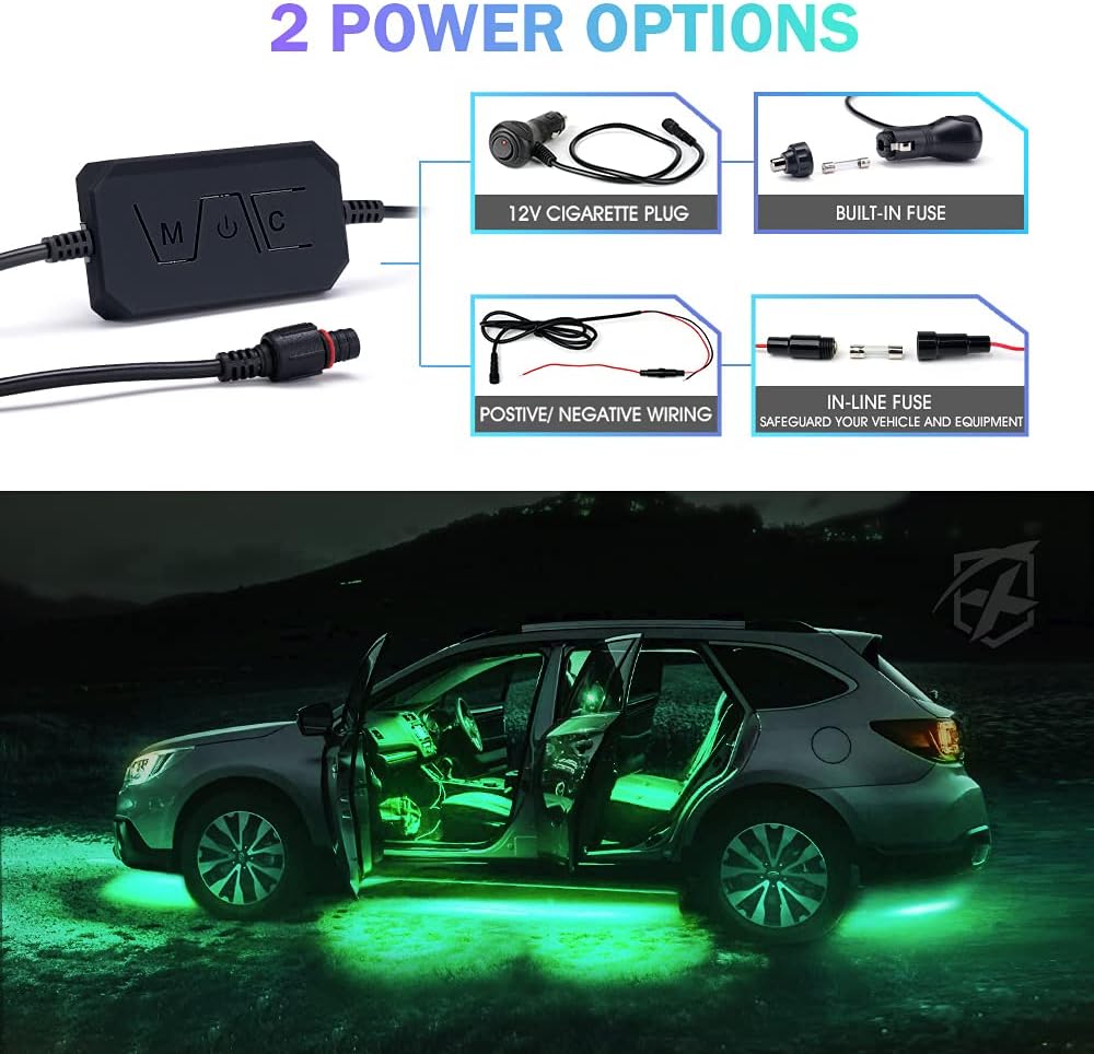 RGB LED Car Underglow Light Kits, 8PCS Underbody Interior Bluetooth Lights Z6300