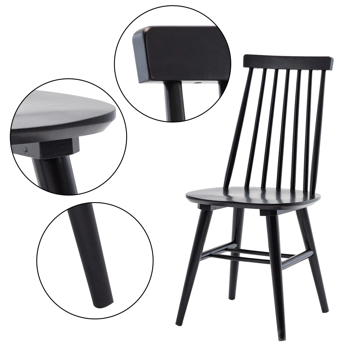 Black Wood Dining Chairs Set of 2 D89849